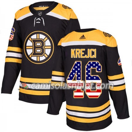 Camisola Boston Bruins David Krejci 46 Adidas 2017-2018 Preto USA Flag Fashion Authentic - Homem